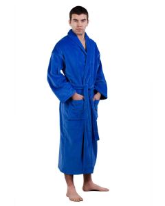 Bare Cotton 100% Turkish Cotton Adult Terry Velour Shawl Robe - Royal Blue - Adult - XXLarge - Adult Terry Velour Shawl Robe - Royal Blue - XXLarge