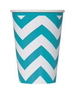 Unique Industries Paper Hot & Cold Cups 12oz 6/Pkg-Caribbean Teal Chevron