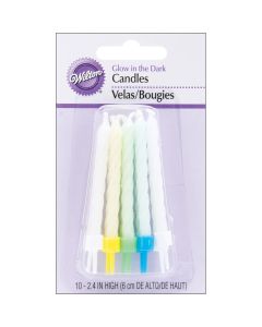 Wilton Birthday Candles W/Holders 2.5" 10/Pkg-Assorted Glow-In-The-Dark