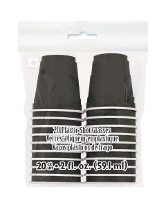Unique Industries Plastic Shot Glasses 20z 20/Pkg-Black
