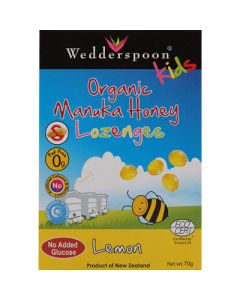Wedderspoon Organic Manuka Honey Lozenges for Kids Lemon - 70 g