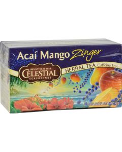 Celestial Seasonings Herbal Tea Caffeine Free Acai Mango Zinger - 20 Tea Bags - Case of 6