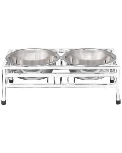 Loving Pets Products Black Label 2 Quart Mission Double Diner-White Wash