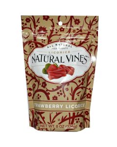 Natural Vines Soft Licorice Strawberry - 8 oz - Case of 6