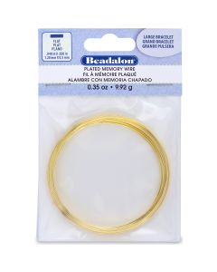 Beadalon Flat Memory Wire Large Bracelet .5mmX1.2mm .35oz-Gold-Plated - 12 Coils