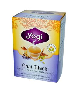 Yogi 100% Natural Herbal Tea Chai Black - 16 Tea Bags - Case of 6