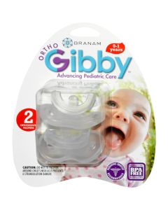 Branam Oral Health Orthodontic Pacifiers Ortho-Gibby 0-1 years - 2 Pieces