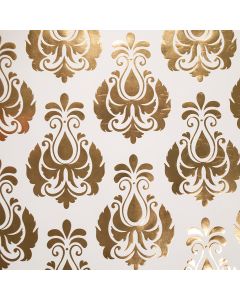 Teresa Collins Studio Gold Foiled Gift Wrap 30"X30"-Damask