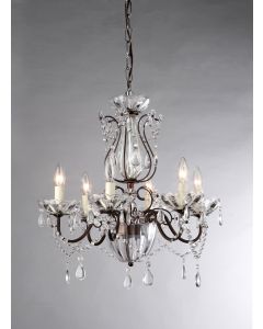 Warehouse of Tiffany Frankenstein Antique Bronze and Crystal 6-light Chandelier