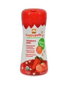 HAPPY BABY Happy Bites Organic Puffs Finger Food for Babies - Strawberry Puffs - Case of 6 - 2.1 oz