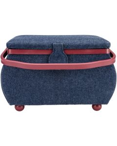 Prym Sewing Basket Rectangle-12.75"X7.625"X7.75" Denim W/Red Trim