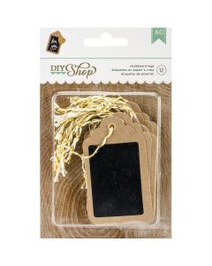 American Crafts DIY Shop 2 Tags 12/Pkg-Kraft W/Chalkboard