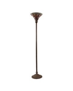 Warehouse of Tiffany Tiffany-style Vintage Star Torchiere Lamp - Tiffany-style Red Torchiere