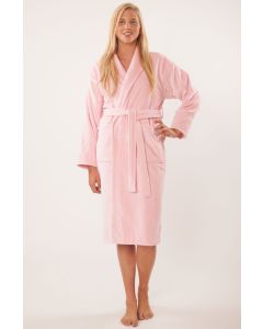 Bare Cotton 100% Turkish Cotton Adult Terry Velour Shawl Robe - Pink - Adult - Small Medium - Adult Terry Velour Shawl Robe - Pink - Small Medium