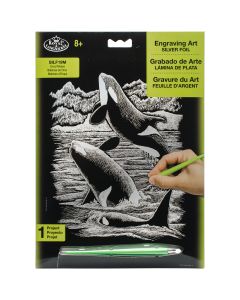 Royal Brush NEW! Silver Foil Engraving Art Kit 8"X10"-Orca Whales