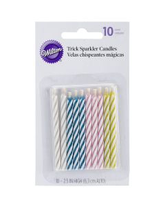 Wilton Trick Sparkler Candles 2.5" 10/Pkg-Assorted Striped Spirals