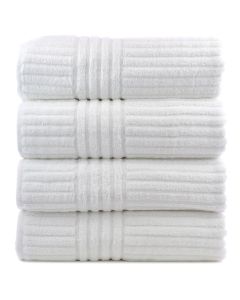 Bare Cotton Luxury Hotel & Spa Towel 100% Genuine Turkish Cotton Bath Towels - White - Striped  - Set of 4