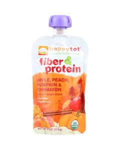 Happy Tot Toddler Food - Organic - Fiber and Protein - Stage 4 - Apple Peach Pumpkin and Cinnamon - 4 oz - case of 16