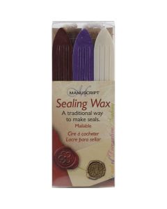 Manuscript Pen Traditional Sealing Wax Sticks W/Wicks 3/Pkg-Pink, Purple & Pearl