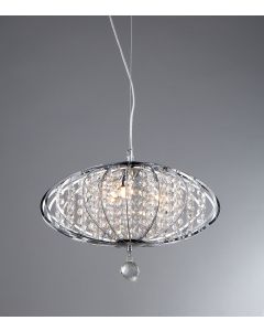 Warehouse of Tiffany Pan Chrome and Crystal 3-light Chandelier
