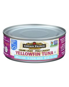 Crown Prince Yellowfin Tuna In Spring Water - Chunk Light - Case of 12 - 5 oz.