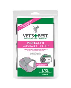 Vet's Best Perfect-Fit Washable Female Dog Diaper 1 pack Large / Extra Large Gray 6" x 2.13" x 9"