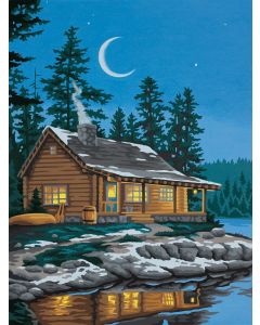 Dimensions Paint Works Paint By Number Kit 9"X12"-Lakeside Cabin