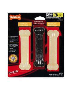 Nylabone Durable Dog Chew Toy Triple Pack Black / White 4.5" x 1.5" x 1.5"