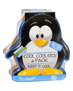 Fit and Fresh Ice Packs - Cool Coolers - Multicolored Penguin - 4 Count
