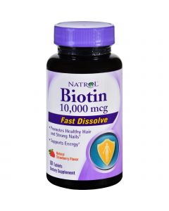 Natrol Biotin - Fast Dissolve - Strawberry - 10,000 mcg - 60 Tablets