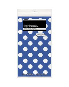 Unique Industries Plastic Tablecover 54"X108"-Royal Blue Decorative Dots