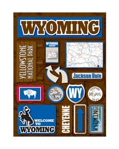 Reminisce Jet Setters Dimensional Stickers-Wyoming
