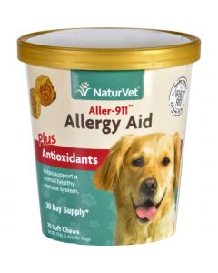 NaturVet Allergy Aid - Plus Antioxidants - Aller-911 - Dogs - Cup - 70 Soft Chews