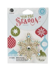 Cousin Tis The Season Accents-Gold Snowflake 1/Pkg