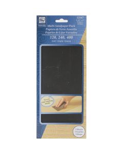 Loew-Cornell Multipack Sandpaper 3.66"X9" 3/Pkg-120, 240 & 400 Grit