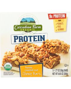 Cascadian Farm Granola Bar - Organic - Protein - Honey Roasted Nut - 8.85 oz - case of 12