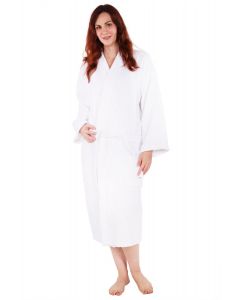Bare Cotton 100% Turkish Cotton Adult Terry Kimono Robe - White - Adult - Small Medium - Adult Terry Kimono Robe - White - Small Medium