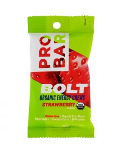 Probar Bolt Energy Chews - Organic Strawberry - 2.1 oz - Case of 12