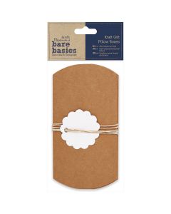 docrafts Papermania Bare Basics Kraft Pillow Gift Boxes 3/Pkg-3"X5"X1"