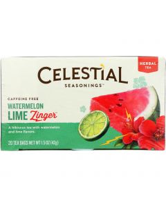 Celestial Seasonings Herbal Tea - Watermelon Lime Zinger - 20 Bags - case of 6