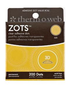 Thermoweb Zots Clear Adhesive Dots-3D 1/2"X1/8" Thick 200/Pkg