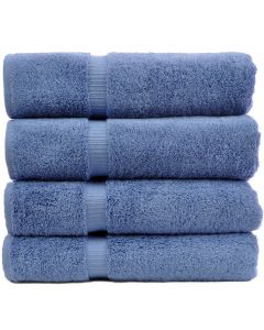 Bare Cotton Luxury Hotel & Spa Towel 100% Genuine Turkish Cotton Bath Towels - Wedgewood-Dobby Border-Set of 4