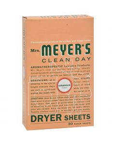 Mrs. Meyer's Dryer Sheets - Geranium - Case of 12 - 80 Sheets
