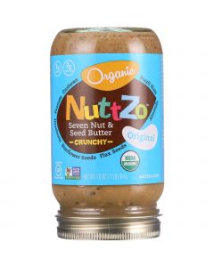 NuttZo Spread - Organic - Seven Nut and Seed Butter - Crunchy - with Peanuts - 16 oz - case of 6