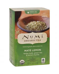 Numi Tea Numi Rainforest Green Tea Mate Lemon - 18 Tea Bags - Case of 6