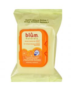 Blum Naturals Exfoliating Daily Cleansing Towelettes with Orange Peel - 30 Towelettes - Case of 3