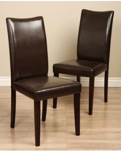 Warehouse of Tiffany Shino Brown Bi-Cast Leather Dining Chair (Set of 2)