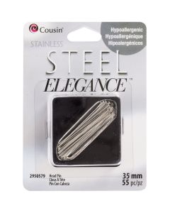 Cousin Stainless Steel Elegance Beads & Findings-35mm Head Pins 55/Pkg