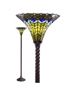 Warehouse of Tiffany Tiffany-style Peacock Torchiere