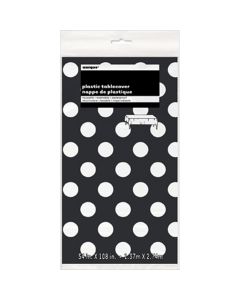 Unique Industries Plastic Tablecover 54"X108"-Midnight Black Decorative Dots